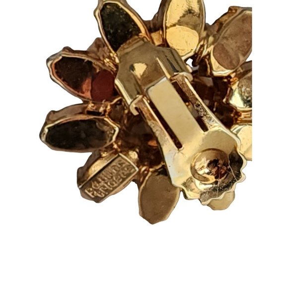Vintage Signed Pauline Trigere Stunning Raised Flower Brooch & Earrings Set A593 - Picture 5 of 7